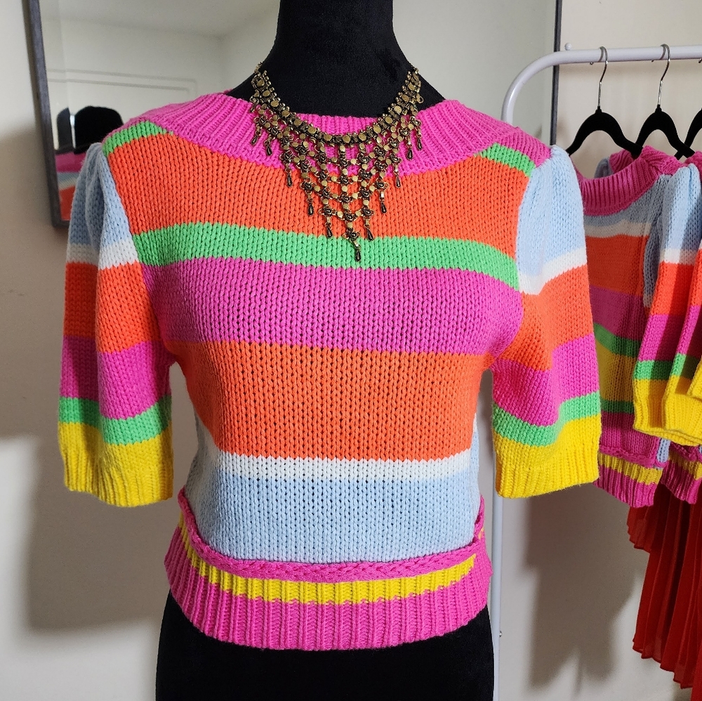 Striped Women crop sweater - multicolor